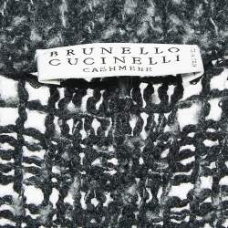 Pre Owned Brunello Cucinelli Grey Cashmere Knit Sequin V-Neck Sweater M