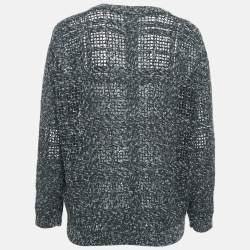 Pre Owned Brunello Cucinelli Grey Cashmere Knit Sequin V-Neck Sweater M