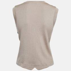 Brunello Cucinelli Beige Rib Knit Button Front Cardigan XS
