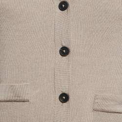 Brunello Cucinelli Beige Rib Knit Button Front Cardigan XS
