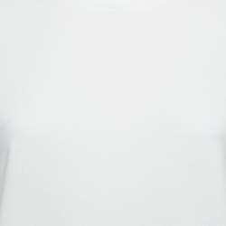 Pre Owned Brunello Cucinelli White Cotton Embellished Neck Top S