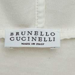Pre Owned Brunello Cucinelli Beige Embellished Cotton Blend Zip-Up Hoodie M