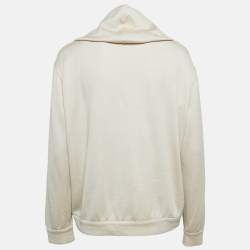 Pre Owned Brunello Cucinelli Beige Embellished Cotton Blend Zip-Up Hoodie M