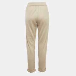 Pre Owned Brunello Cucinelli Beige Jersey Embellished Pocket Sweatpants L