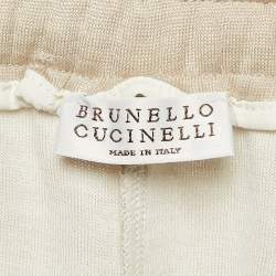 Pre Owned Brunello Cucinelli Beige Jersey Embellished Pocket Sweatpants L