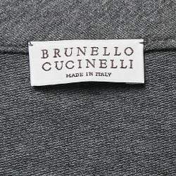 Brunello Cucinelli Grey Logo Embroidered Cotton Sleeveless Short Dress XXL