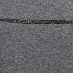Brunello Cucinelli Grey Logo Embroidered Cotton Sleeveless Short Dress XXL
