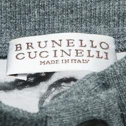 Pre Owned Brunello Cucinelli Grey Ramage Paillete  Silk Cardigan and Skirt S