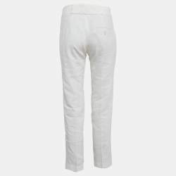 Brunello Cucinelli White Linen Blend Tapered Trousers S