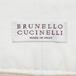 Brunello Cucinelli White Linen Blend Tapered Trousers S
