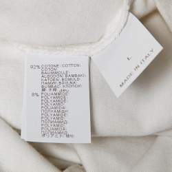 Pre Owned Brunello Cucinelli Cream Silk and Jersey Zip-Up Hoodie L