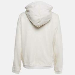 Pre Owned Brunello Cucinelli Cream Silk and Jersey Zip-Up Hoodie L