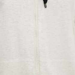 Pre Owned Brunello Cucinelli Cream Silk and Jersey Zip-Up Hoodie L