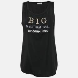 Brunello Cucinelli Black Printed Silk Monili Bead Detail Tank Top M