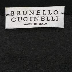 Brunello Cucinelli Black Printed Silk Monili Bead Detail Tank Top M