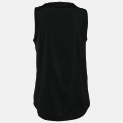 Brunello Cucinelli Black Printed Silk Monili Bead Detail Tank Top M