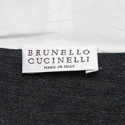 Brunello Cucinelli Dark Grey Cotton Knit Monili Bead Detail Hoodie M