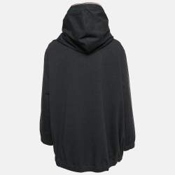 Brunello Cucinelli Dark Grey Cotton Knit Monili Bead Detail Hoodie M
