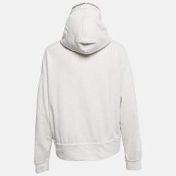 Pre Owned Brunello Cucinelli Grey Monili-Embellished Cotton Knit Hooded Sweatshirt M