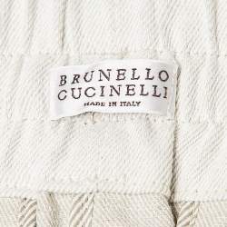 Pre Owned Brunello Cucinelli Off White Monili Side Stripe Cotton Culottes S