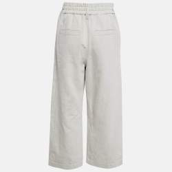 Pre Owned Brunello Cucinelli Off White Monili Side Stripe Cotton Culottes S