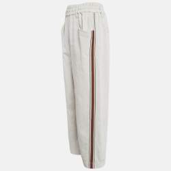 Pre Owned Brunello Cucinelli Off White Monili Side Stripe Cotton Culottes S