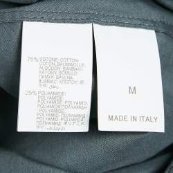 Brunello Cucinelli Grey Cotton Blend Drawstring Tiered Midi Dress M