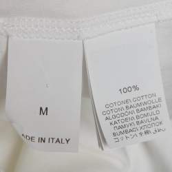 Pre Owned Brunello Cucinelli White Embroidered Cotton Jersey T-Shirt M