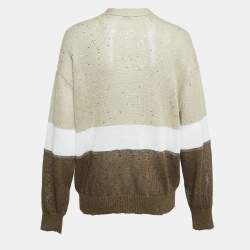 Brunello Cucinelli Brown Sequin Knit  Buttoned Cardigan M
