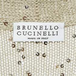 Brunello Cucinelli Brown Sequin Knit  Buttoned Cardigan M