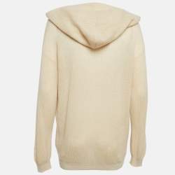 Pre Owned Brunello Cucinelli Beige Rib Knit Hooded Sweater L