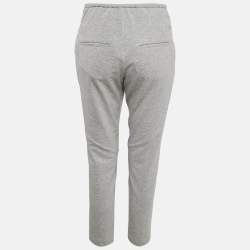 Brunello Cucinelli Grey Cotton Knit Monili Bead Detail Joggers S