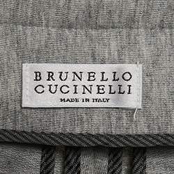 Brunello Cucinelli Grey Cotton Knit Monili Bead Detail Joggers S
