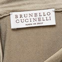 Pre Owned Brunello Cucinelli Khaki Green Silk Monili Beads Top M