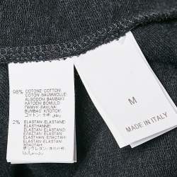 Pre Owned Brunello Cucinelli Dark Grey Cotton Knit Monili Beaded Zip-Up Hoodie M