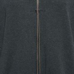 Pre Owned Brunello Cucinelli Dark Grey Cotton Knit Monili Beaded Zip-Up Hoodie M