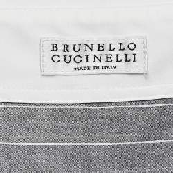 Brunello Cucinelli Grey Stripe Cotton Button Front Midi Dress L