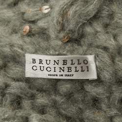 Brunello Cucinelli Grey Sequin Wool Zip-Up Cardigan M