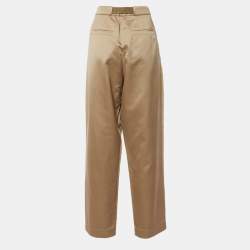 Pre Owned Brunello Cucinelli Beige Cotton Blend Belted Trousers M