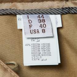 Pre Owned Brunello Cucinelli Beige Cotton Blend Belted Trousers M