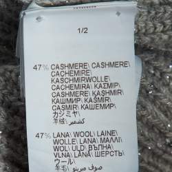 Pre Owned Brunello Cucinelli Grey Sequin Lurex Rib Knit Long Cardigan M