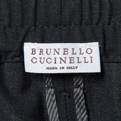 Pre Owned Brunello Cucinelli Black Wool Monili Detail Waist Trousers XL