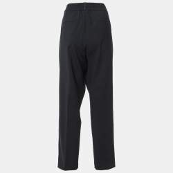 Pre Owned Brunello Cucinelli Black Wool Monili Detail Waist Trousers XL