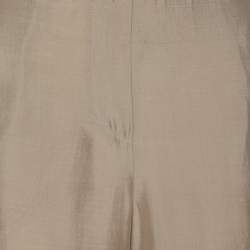 Brunello Cucinelli Beige Silk Wide Leg Trouser M