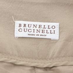 Brunello Cucinelli Beige Silk Wide Leg Trouser M