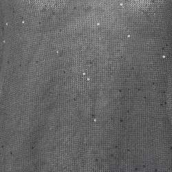 Brunello Cucinelli Grey Silk Knit Sequin Crew Neck Top M