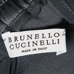Brunello Cucinelli Grey Satin and Cotton Knit Jacket and Jogger Pants Set M