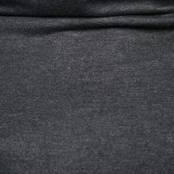 Pre Owned Brunello Cucinelli Grey Stretch Wool High Neck Ruche Detail Midi Dress M