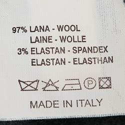 Pre Owned Brunello Cucinelli Grey Stretch Wool High Neck Ruche Detail Midi Dress M