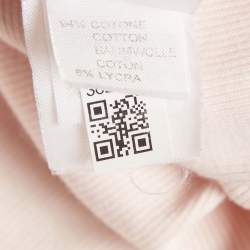 Pre Owned Brunello Cucinelli Pink Rib Knit Short Sleeve Top M